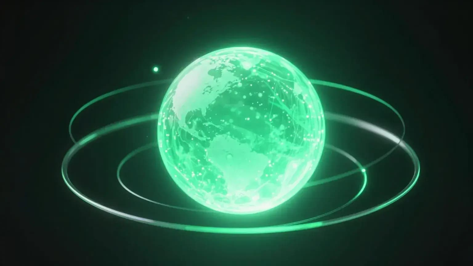 Glowing globe illustration, a nod to the clients Eaquirs Tech works with around the world